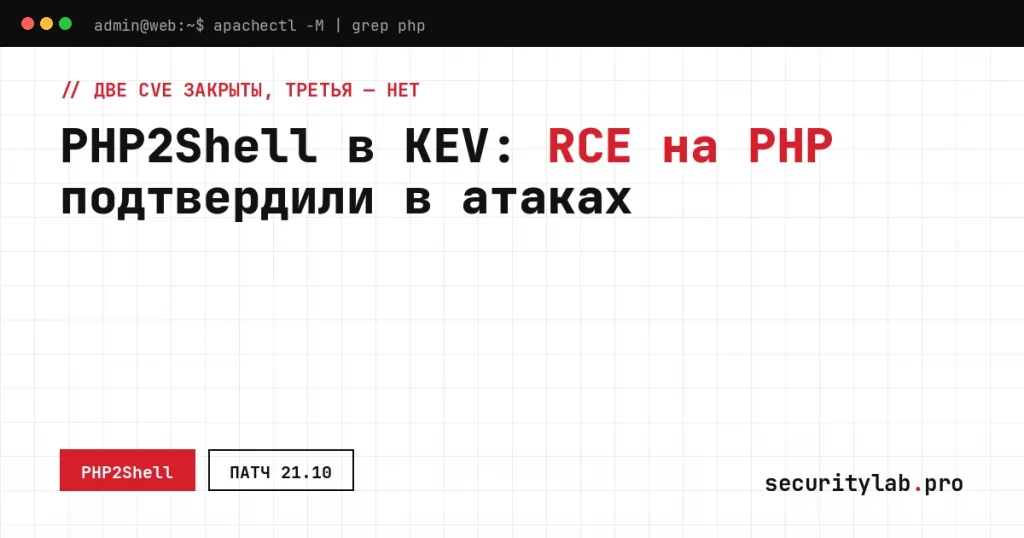 Уязвимости PHP2Shell: CISA внесла CVE-2026-109618 и CVE-2026-109619 в каталог KEV